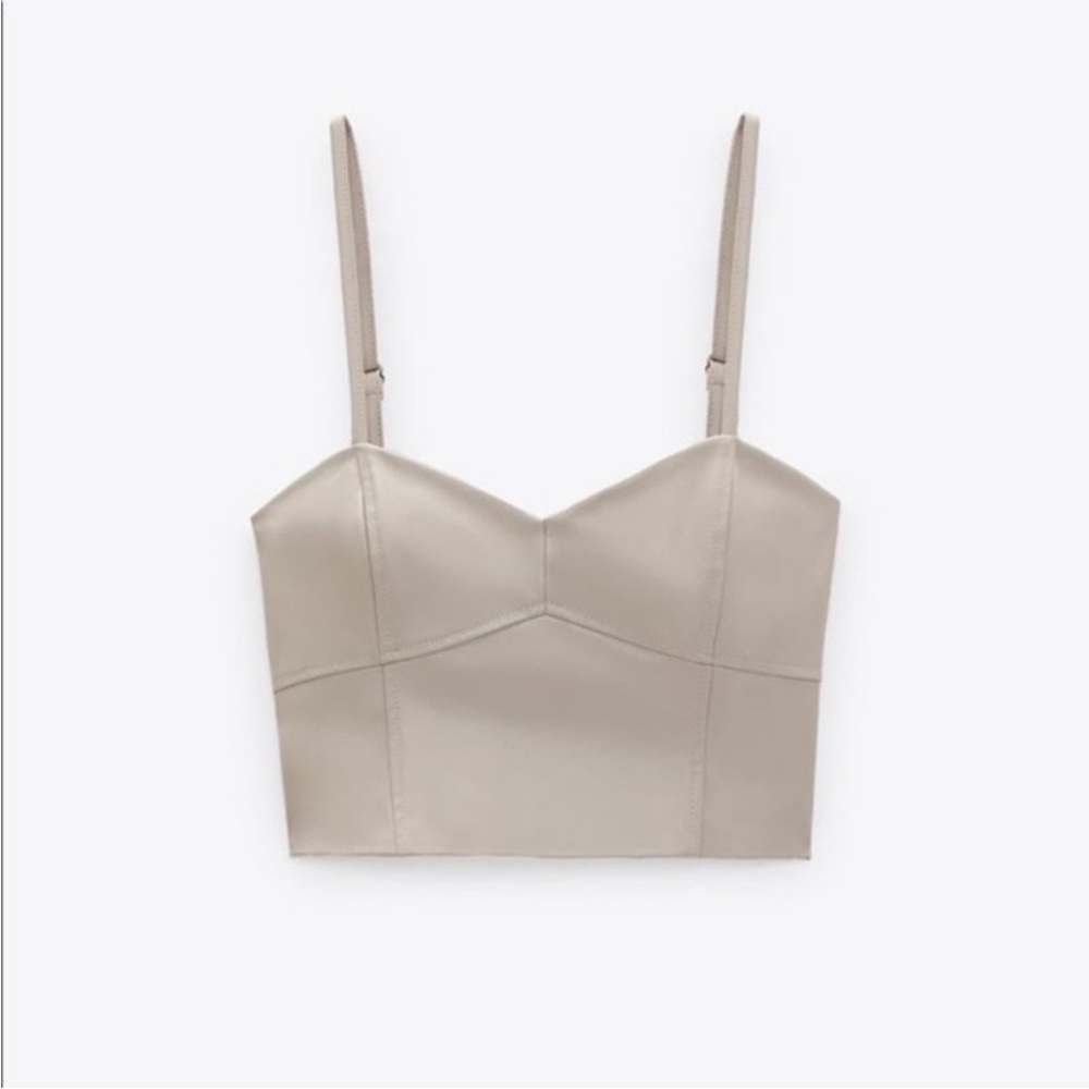 Zara Faux Leather Cropped Corset Size Small